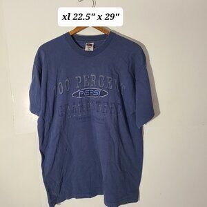 Vintage 90s Pepsi "100 Percent" Blue XL T-Shirt Single Stitch